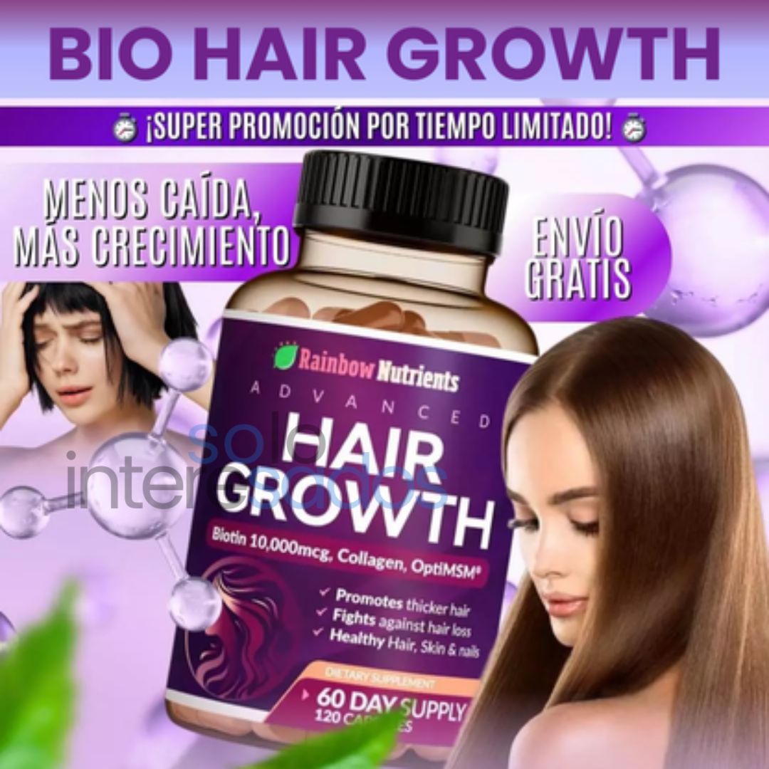 Biotina Hair Growth – Fortalece tu cabello y devolvéle su brillo natural (30 cápsulas)