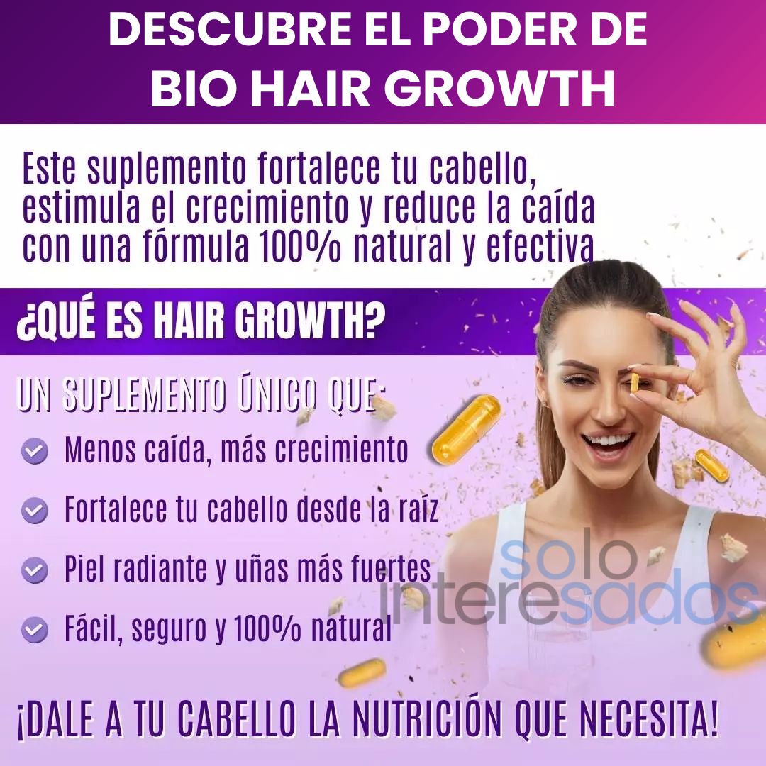 Biotina Hair Growth – Fortalece tu cabello y devolvéle su brillo natural (30 cápsulas)