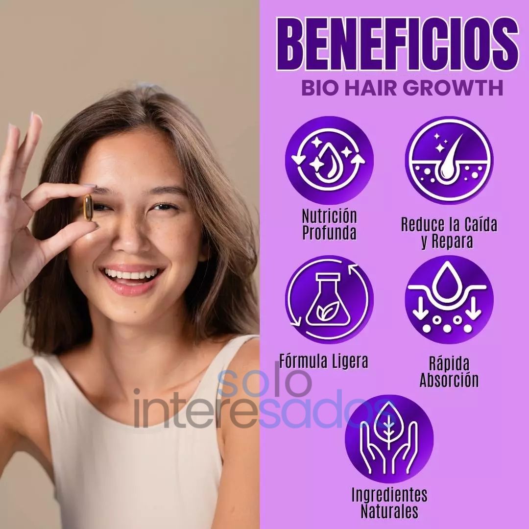 Biotina Hair Growth – Fortalece tu cabello y devolvéle su brillo natural (30 cápsulas)