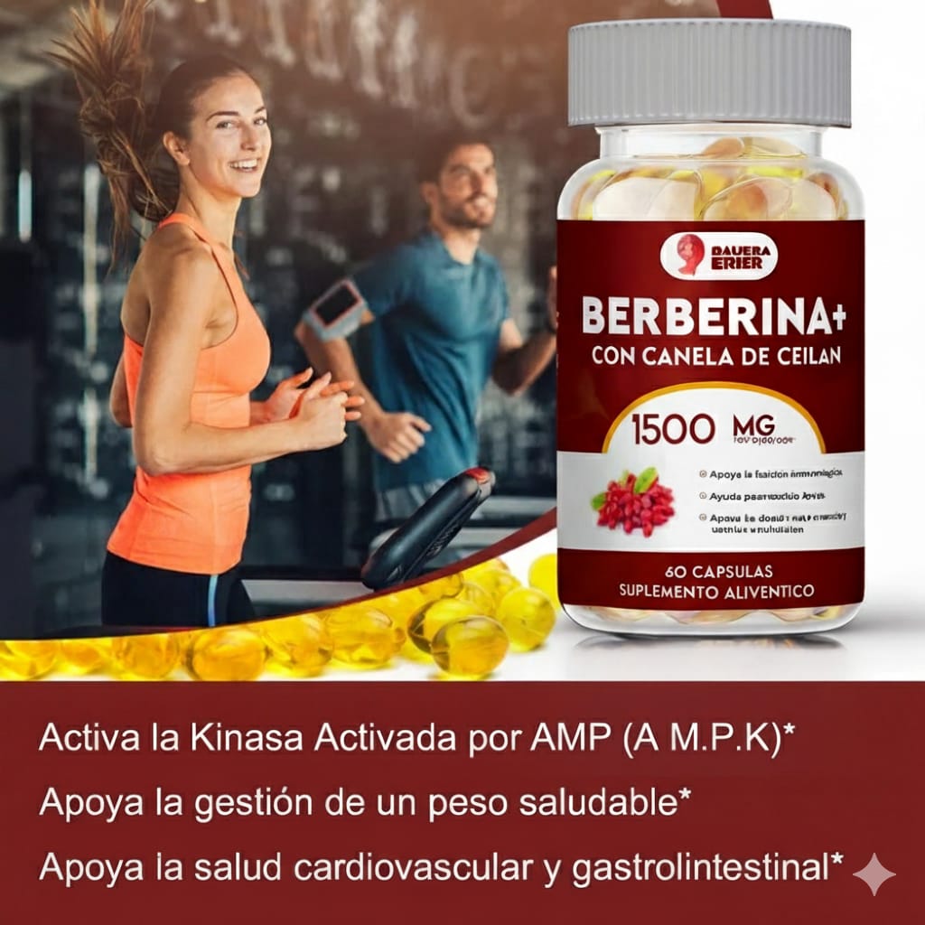 Berberina 1500 mg con Canela de Ceilán – Control Natural de Azucar, Colesterol y Peso – 50 Cápsulas Vegetales